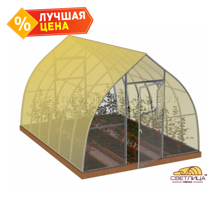 Теплица из поликарбоната и пленки светлица Усиленная Капелька 3х4 h=2.3 м профиль 25х25 мм