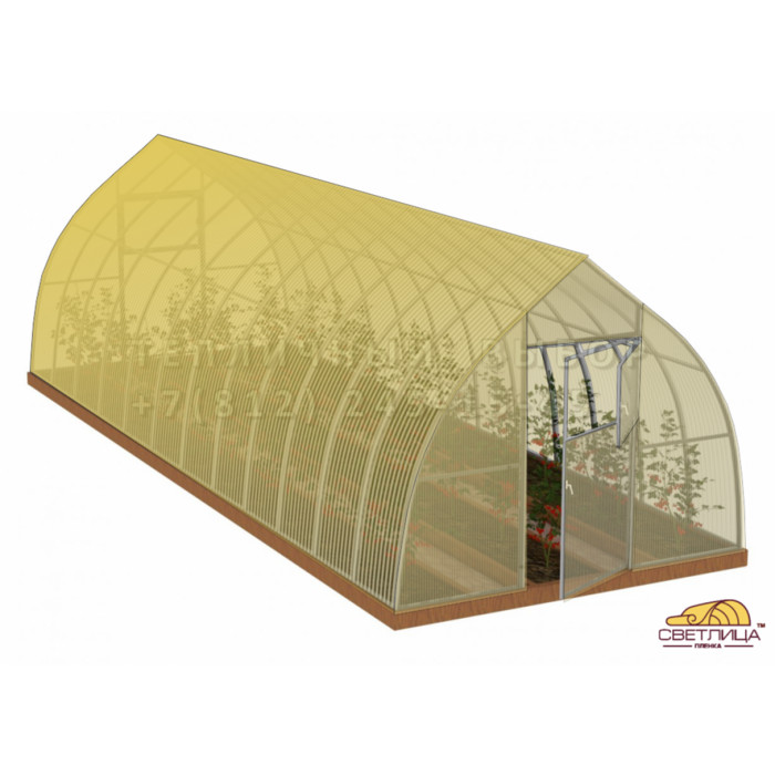 Теплица с пленкой Светлица Усиленная Капелька 3х8 h=2.3 м профиль 25х25 мм
