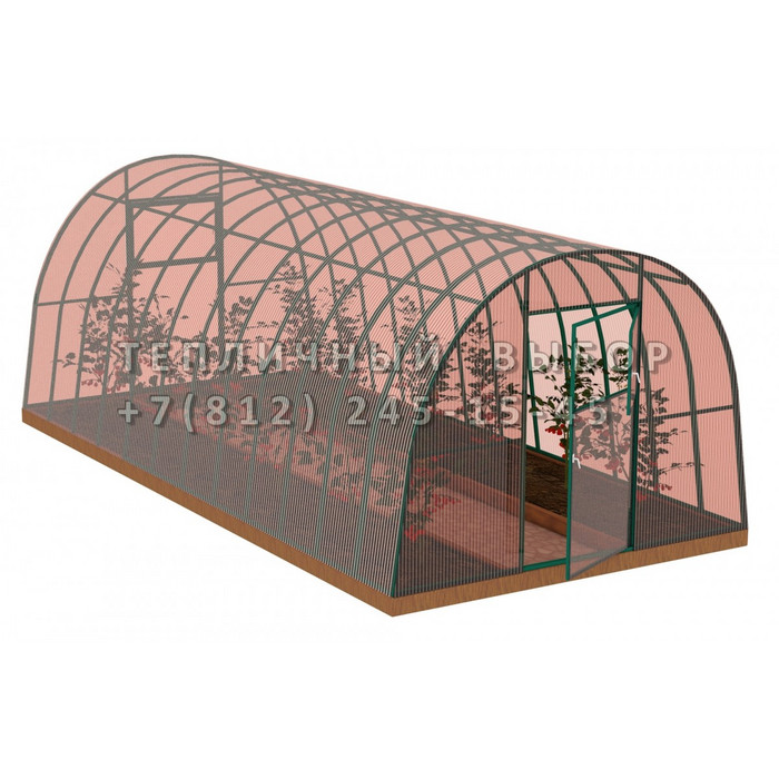 Теплица из поликарбоната-фито Усиленная Арочная 2,5х6 h=2 м профиль 30х30 мм Зеленый
