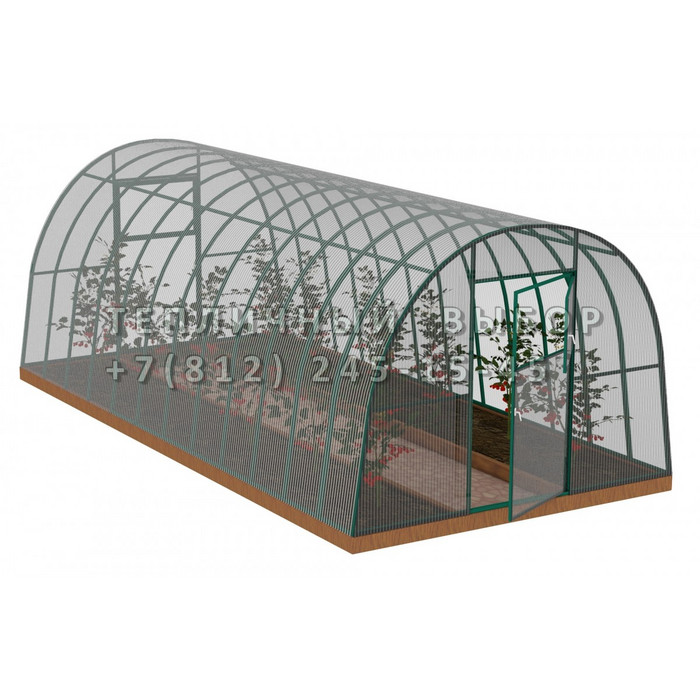 Теплица из поликарбоната Усиленная Арочная 3х12 h=2.1 м профиль 30х30 мм Зеленый